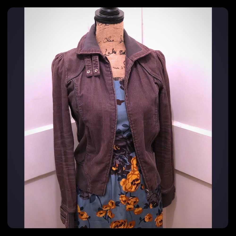 Corduroy Grey Zip Up Jacket